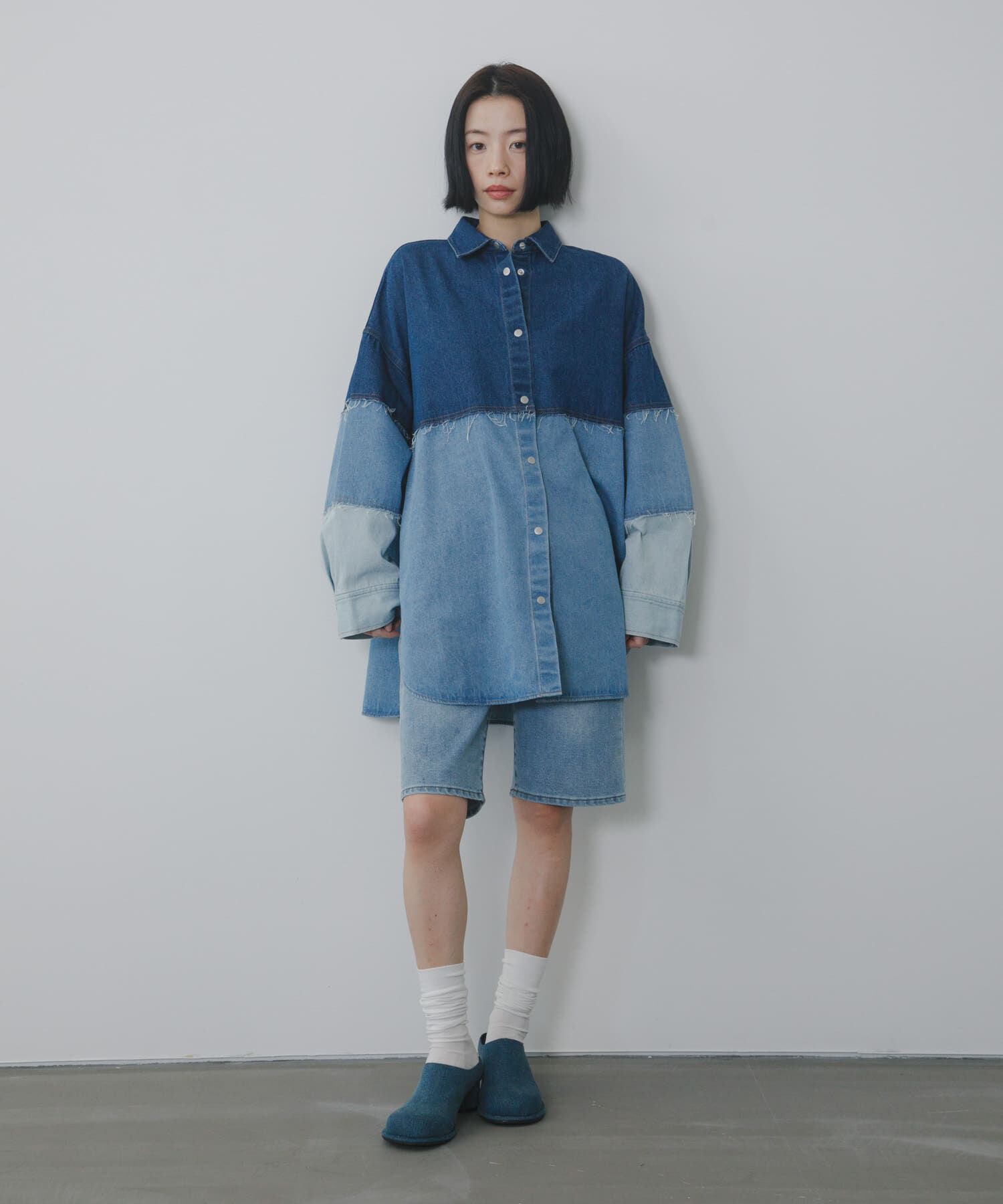  「パッチワークBIGデニムシャツ」|シャツ・ブラウス|