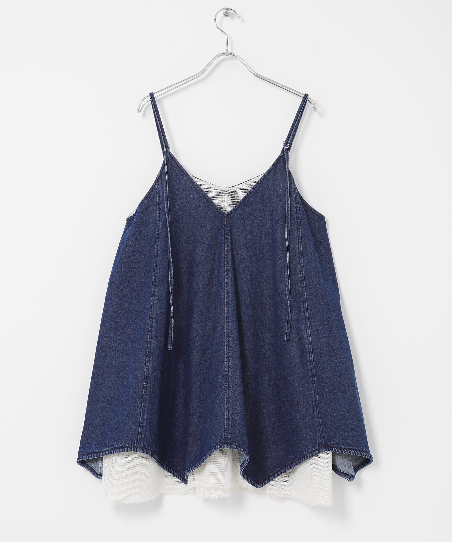  「メッシュレイヤードデニムキャミワンピース」|ワンピース|