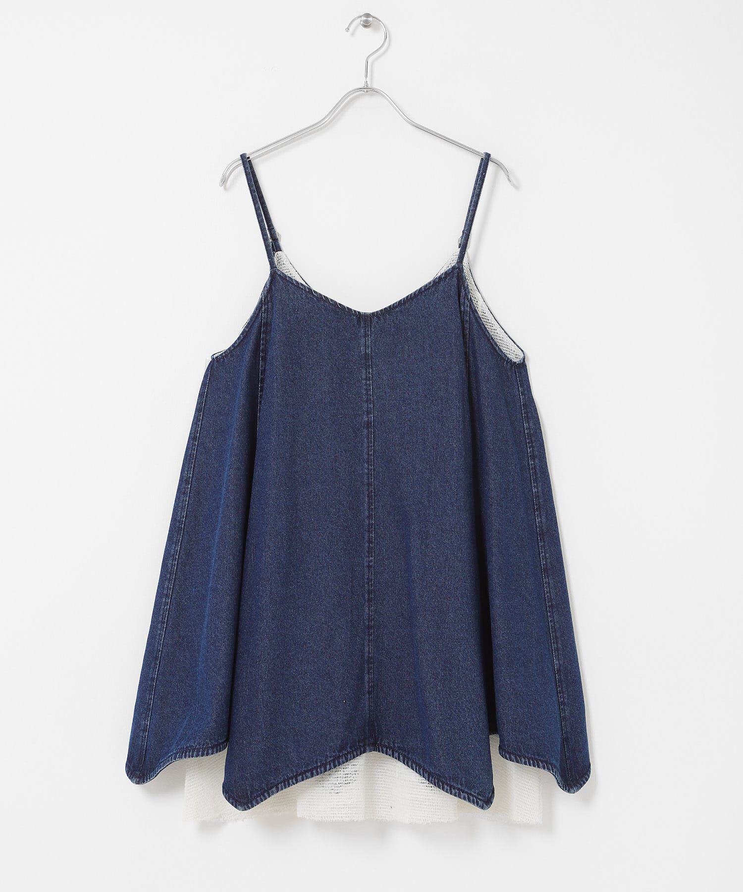  「メッシュレイヤードデニムキャミワンピース」|ワンピース|