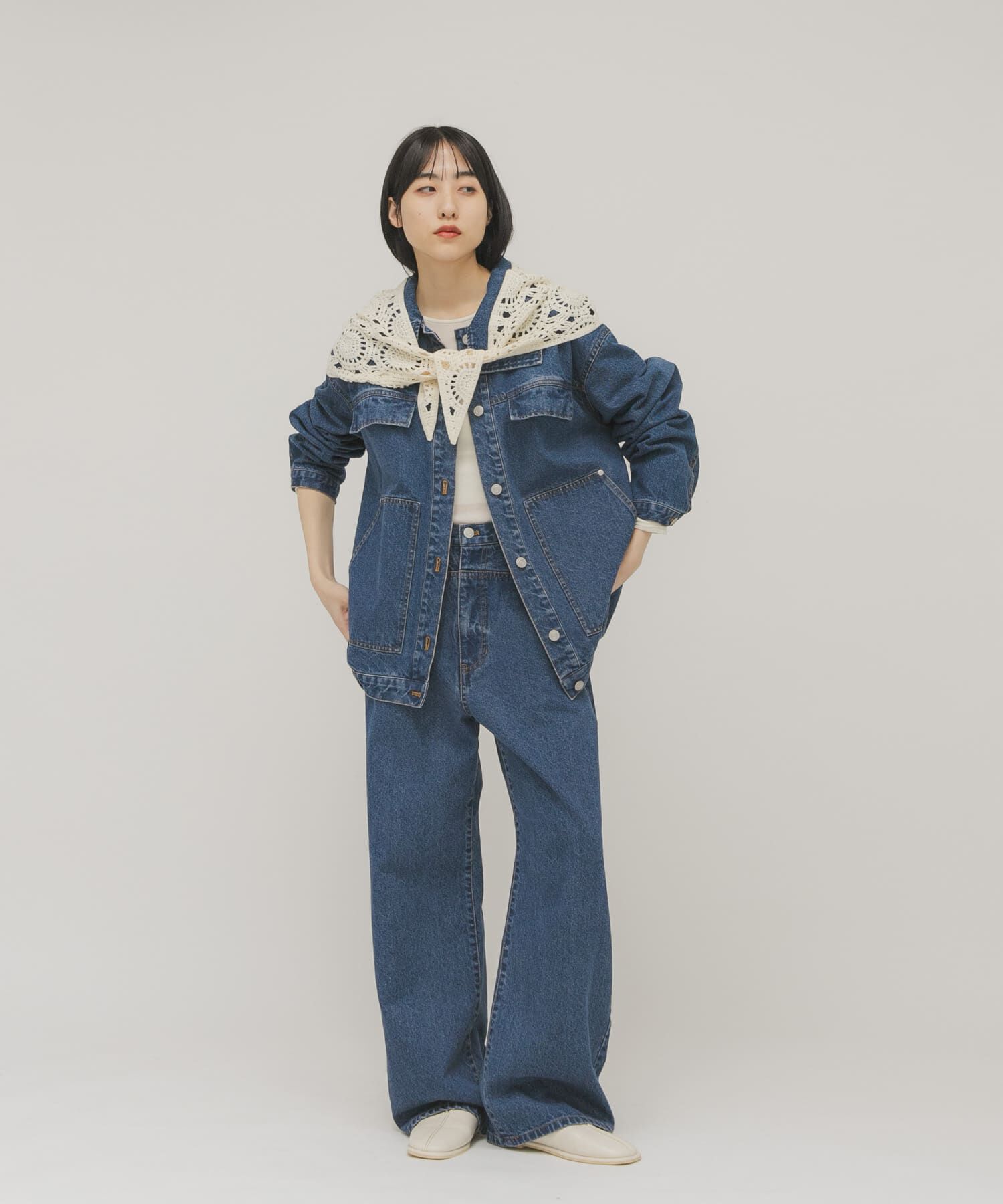  「ハイネックデニムブルゾン」|ブルゾン・スタジャン|