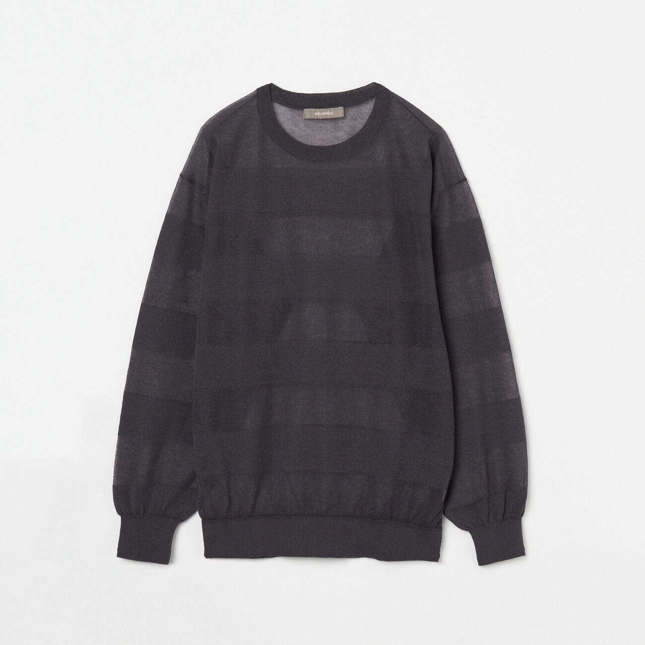 HELIOPOLE「HELIOPOLE SHEER BORDER CREW NECK」|ニット・セーター|チャコールグレー