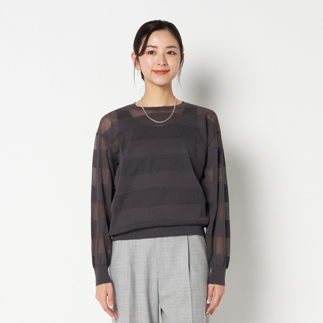 HELIOPOLE「HELIOPOLE SHEER BORDER CREW NECK」|ニット・セーター|