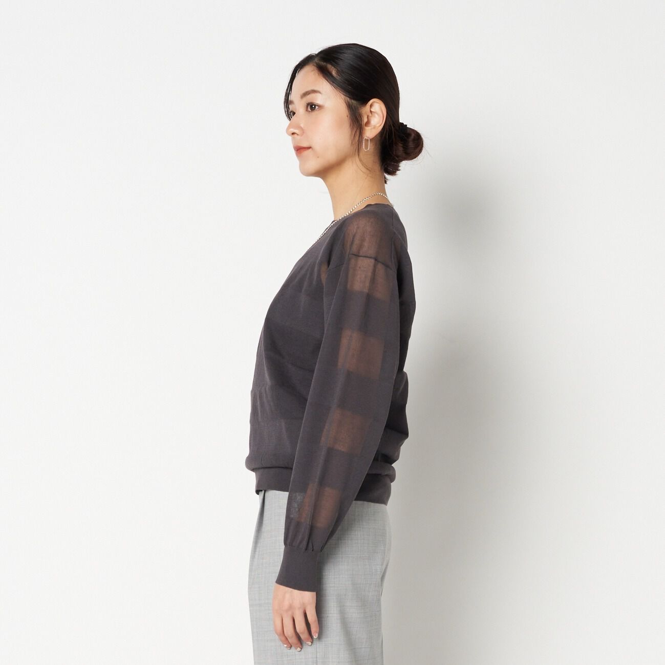 HELIOPOLE「HELIOPOLE SHEER BORDER CREW NECK」|ニット・セーター|