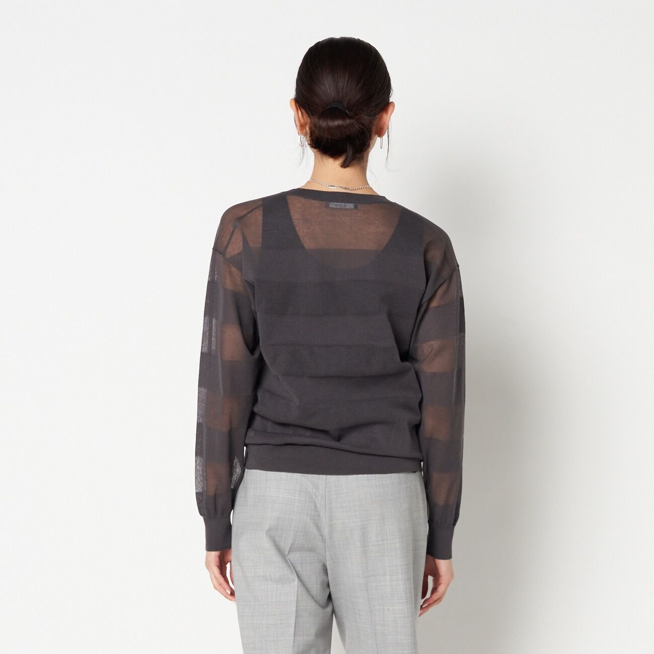 HELIOPOLE「HELIOPOLE SHEER BORDER CREW NECK」|ニット・セーター|