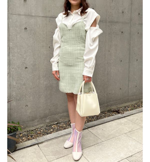 MAJESTICLEGON「ツイードミニキャミワンピ」|ワンピース|