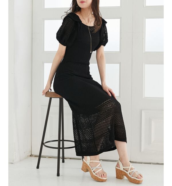 MAJESTICLEGON「スカシ柄ニットワンピース」|ワンピース|