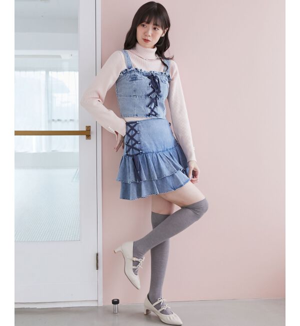 MAJESTICLEGON「フロントレースアップビスチェ」|キャミソール|