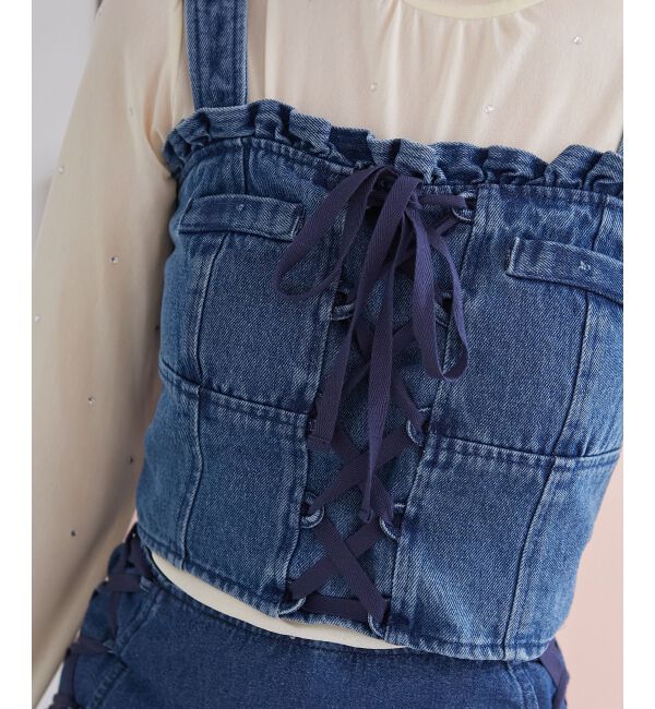 MAJESTICLEGON「フロントレースアップビスチェ」|キャミソール|