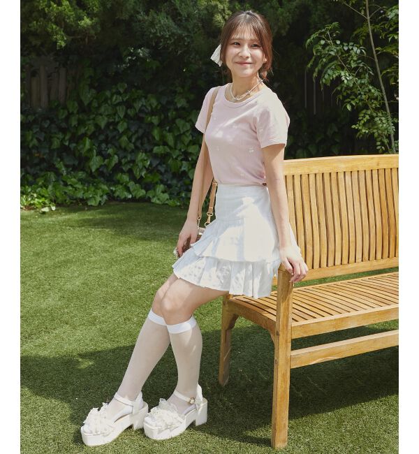  「☆パールリボンフリルボリュームサンダル」|サンダル|