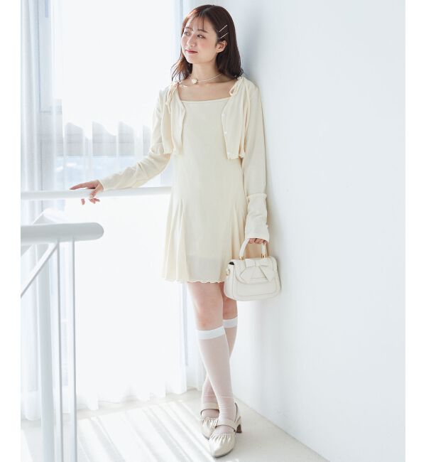  「カーデセット肩リボンキャミワンピ」|ワンピース|