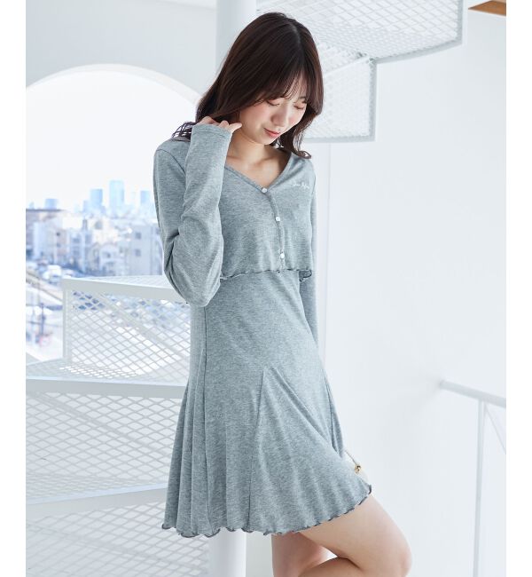  「カーデセット肩リボンキャミワンピ」|ワンピース|