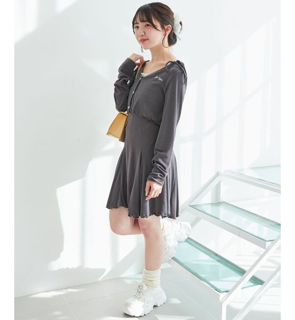  「カーデセット肩リボンキャミワンピ」|ワンピース|