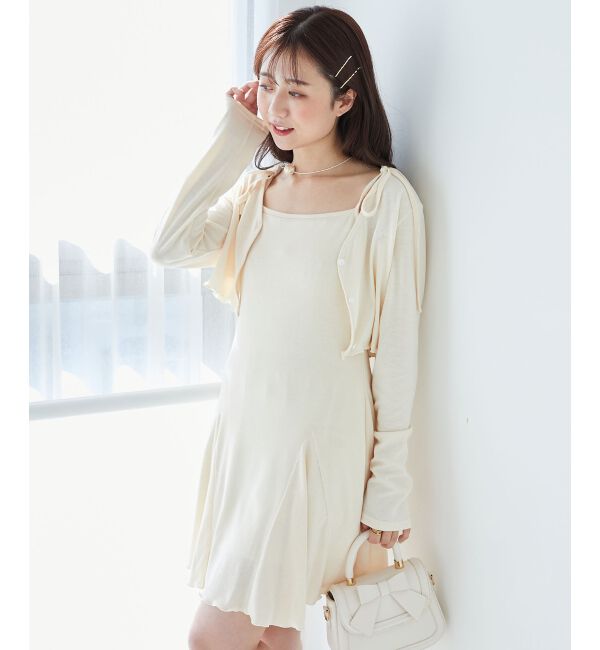  「カーデセット肩リボンキャミワンピ」|ワンピース|