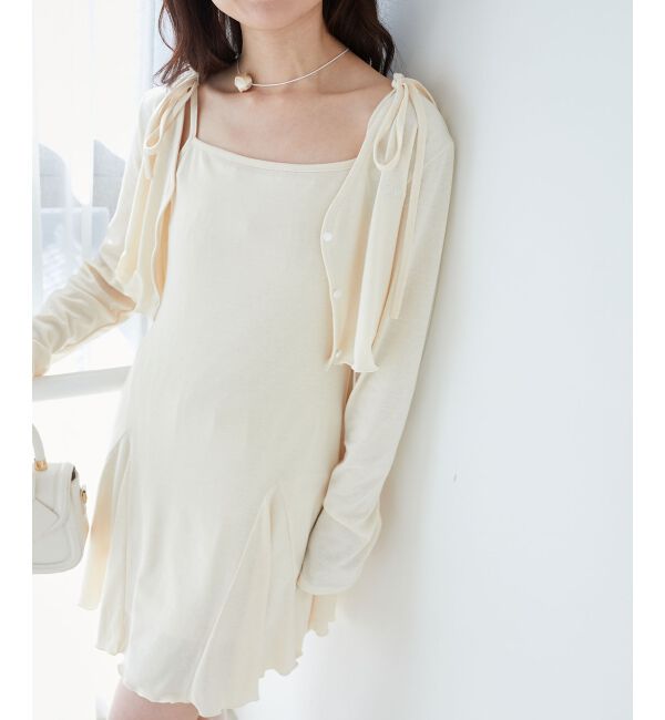  「カーデセット肩リボンキャミワンピ」|ワンピース|