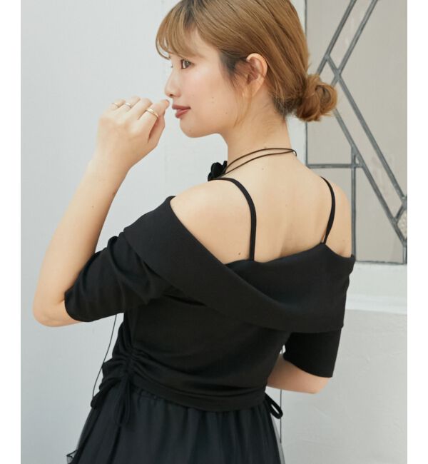  「オフショルダブルジップトップス」|Tシャツ・カットソー|