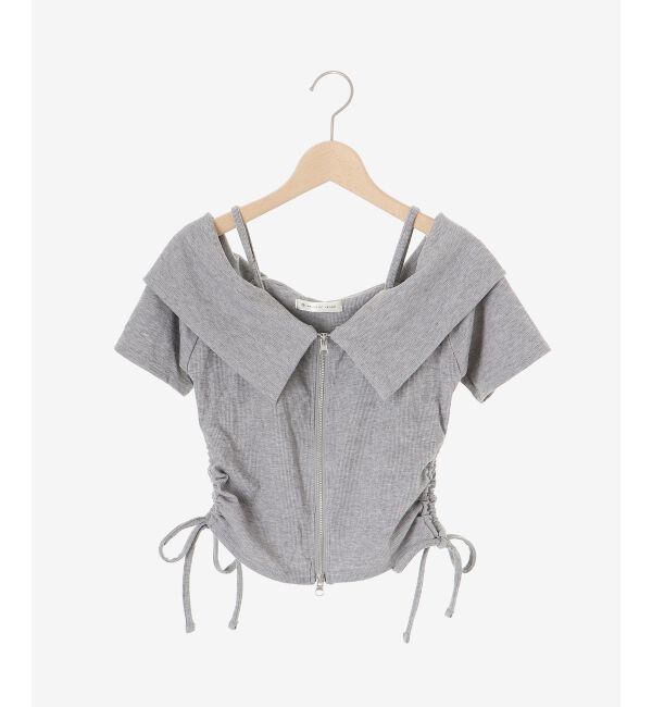  「オフショルダブルジップトップス」|Tシャツ・カットソー|