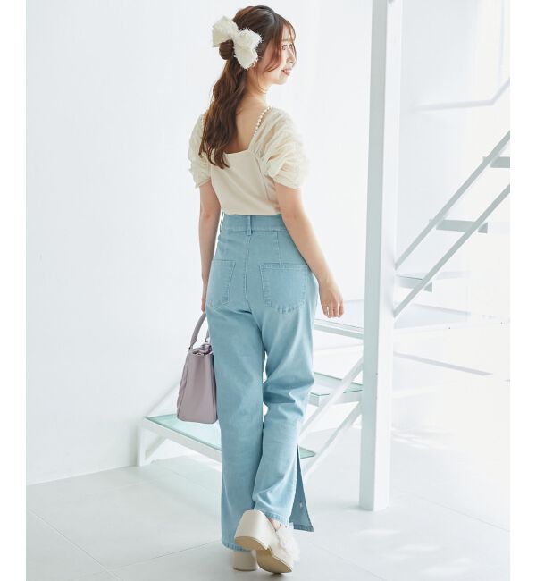  「パールチェーン異素材トップス」|Tシャツ・カットソー|