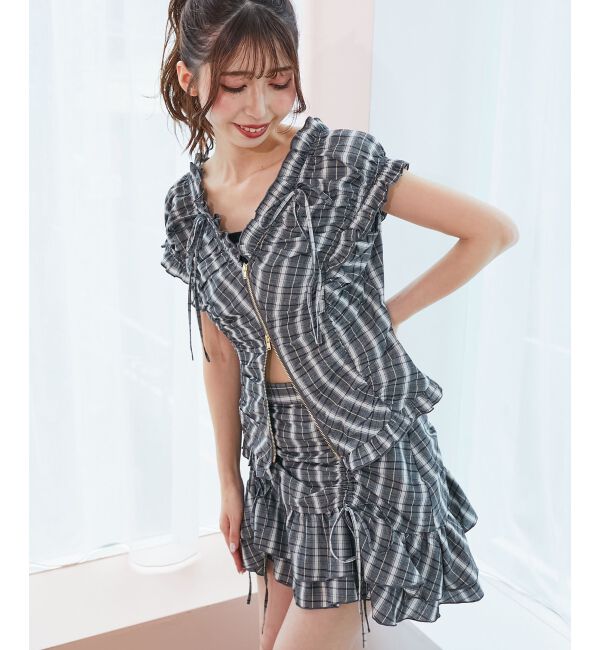  「ガーリーブラウス＆スカパンセット」|ワンピース|ブラック柄