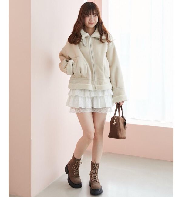  「ウエストリブ裾レースフリルミニスカート」|スカート|