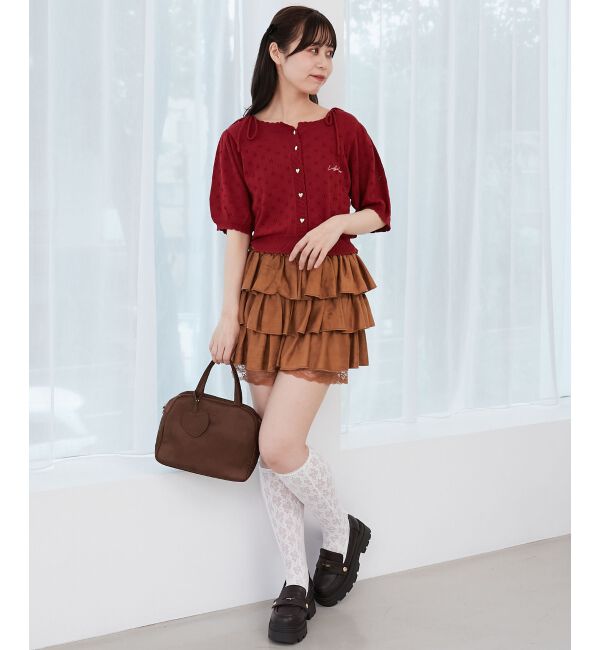  「ウエストリブ裾レースフリルミニスカート」|スカート|