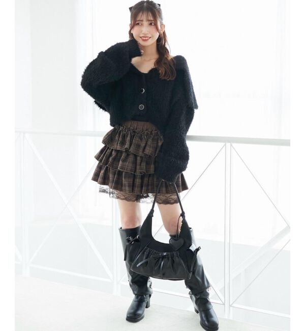  「ウエストリブ裾レースフリルミニスカート」|スカート|