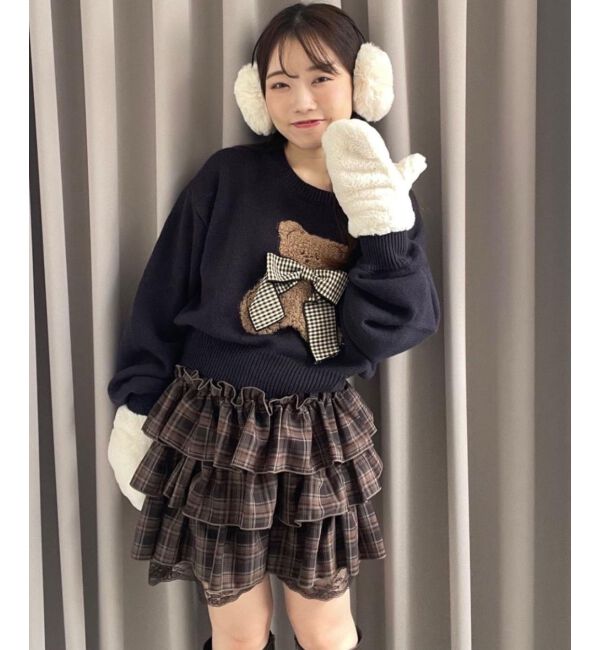  「ウエストリブ裾レースフリルミニスカート」|スカート|Ｄﾌﾞﾗｳﾝ柄