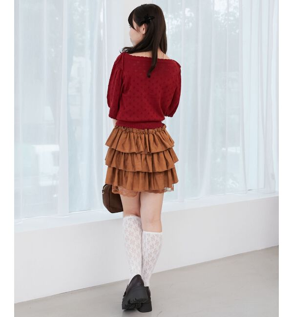  「キャミセットフラワーアイレットクルーカーデ」|カーディガン|