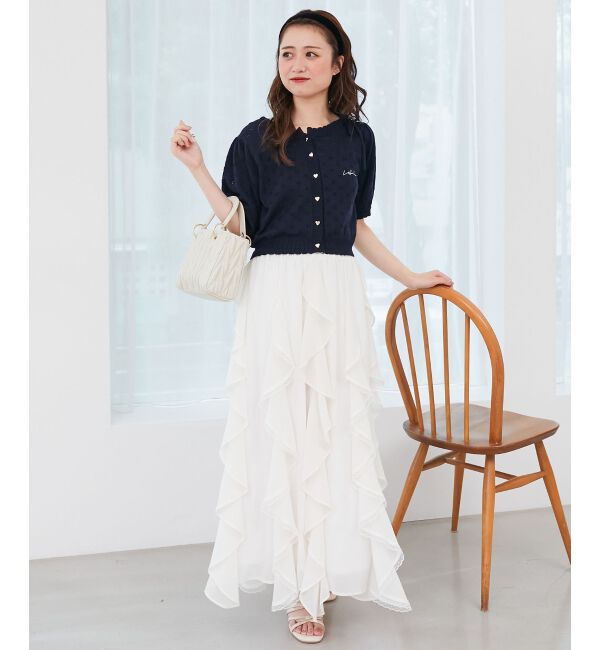  「キャミセットフラワーアイレットクルーカーデ」|カーディガン|