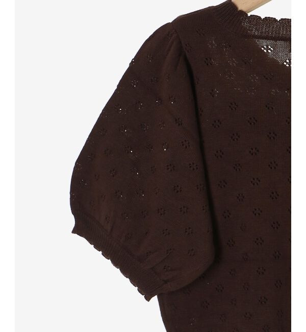  「キャミセットフラワーアイレットクルーカーデ」|カーディガン|