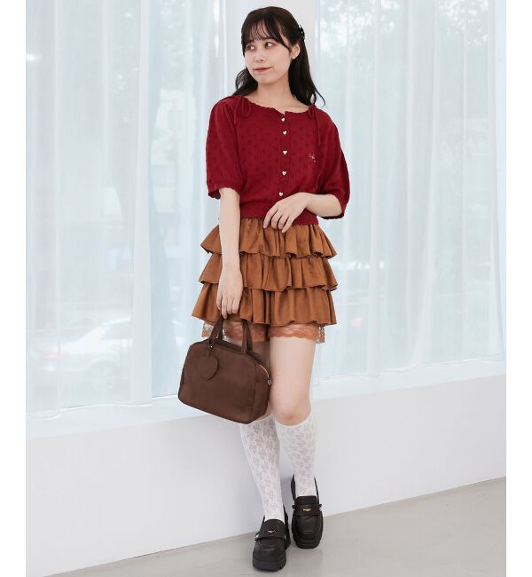  「キャミセットフラワーアイレットクルーカーデ」|カーディガン|