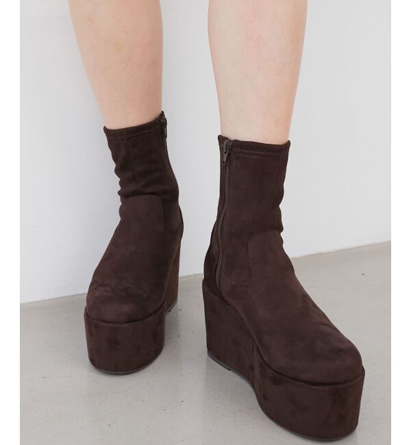  「厚底ストレッチショートブーツ」|ショートブーツ|