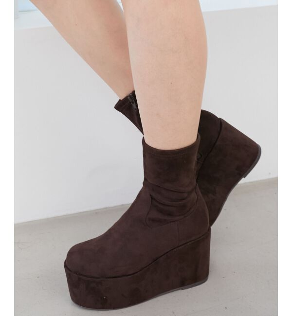  「厚底ストレッチショートブーツ」|ショートブーツ|