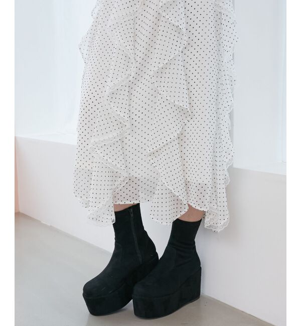  「厚底ストレッチショートブーツ」|ショートブーツ|