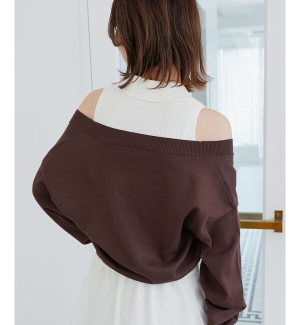  「襟付ノースリニットセットオフショルニット」|ニット・セーター|