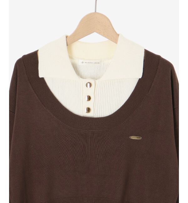  「襟付ノースリニットセットオフショルニット」|ニット・セーター|