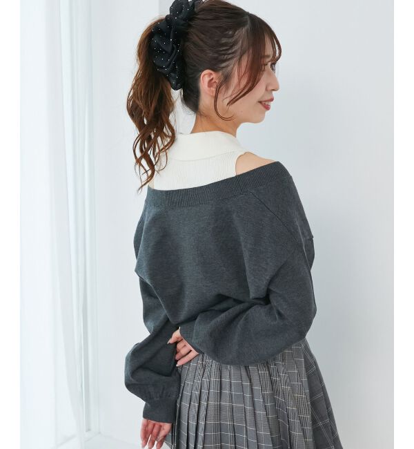  「襟付ノースリニットセットオフショルニット」|ニット・セーター|