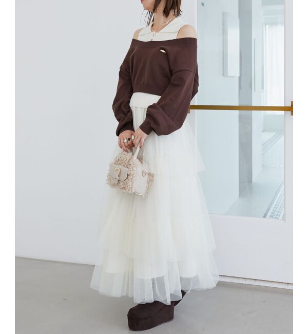  「襟付ノースリニットセットオフショルニット」|ニット・セーター|