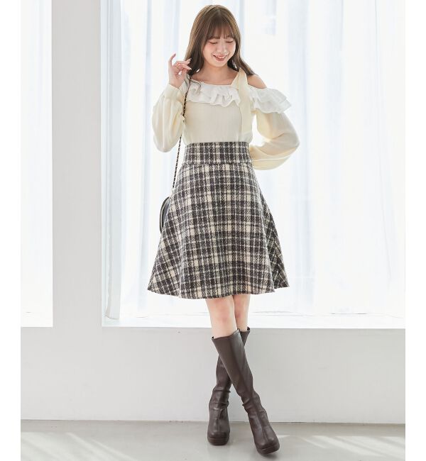  「フリルワンショル肩リボンニット」|ニット・セーター|