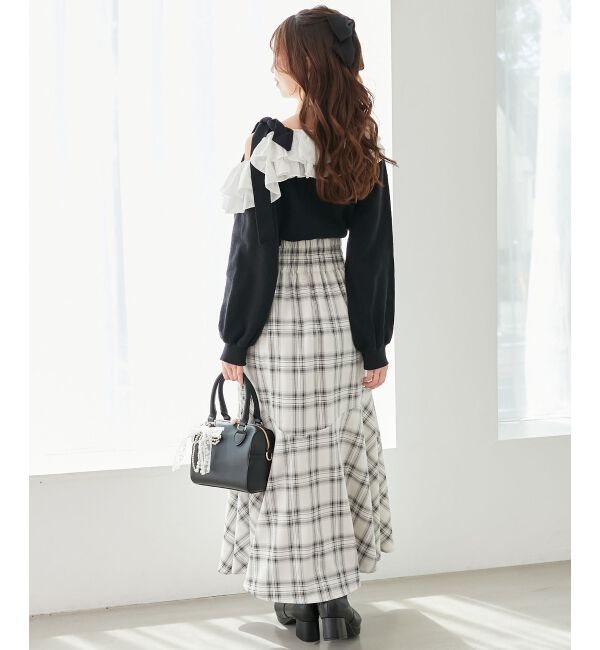  「フリルワンショル肩リボンニット」|ニット・セーター|