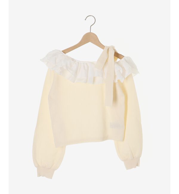  「フリルワンショル肩リボンニット」|ニット・セーター|