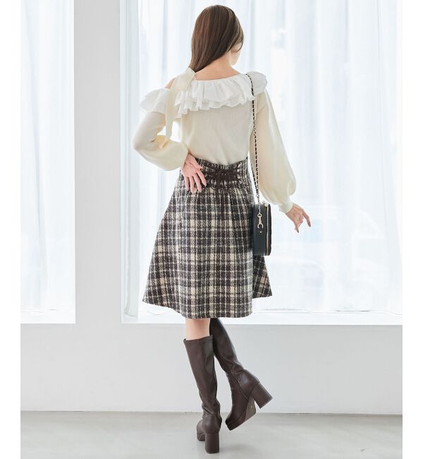  「フリルワンショル肩リボンニット」|ニット・セーター|