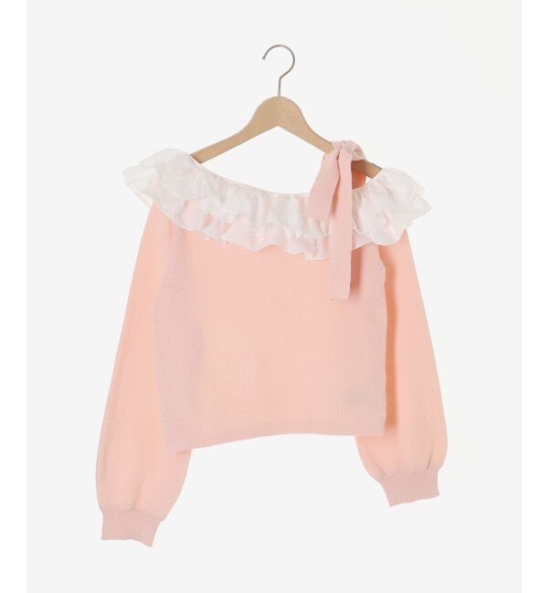  「フリルワンショル肩リボンニット」|ニット・セーター|