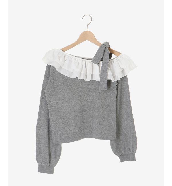  「フリルワンショル肩リボンニット」|ニット・セーター|