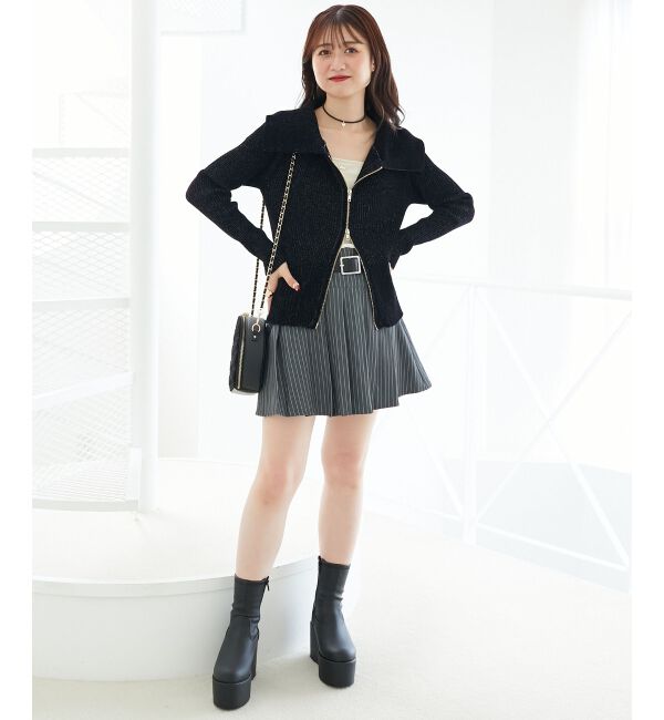  「ベルトセットプリーツミニスカパン」|スカート|