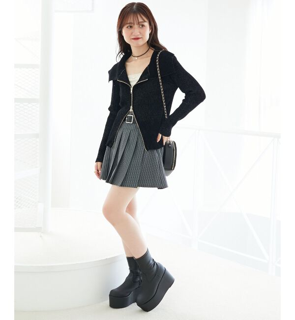  「ベルトセットプリーツミニスカパン」|スカート|