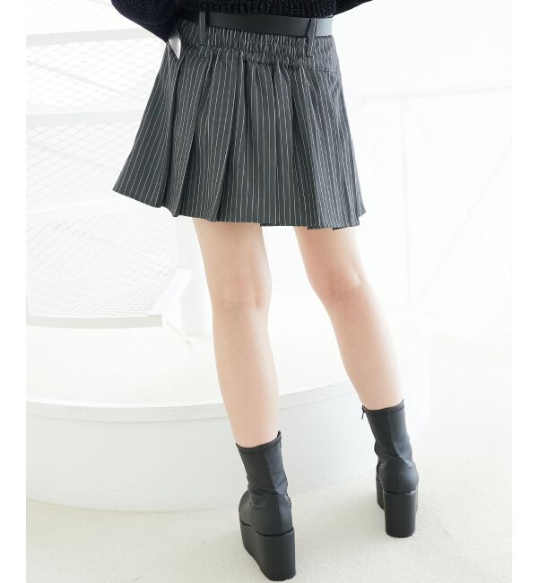  「ベルトセットプリーツミニスカパン」|スカート|