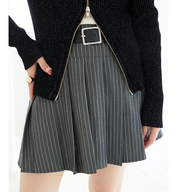  「ベルトセットプリーツミニスカパン」|スカート|