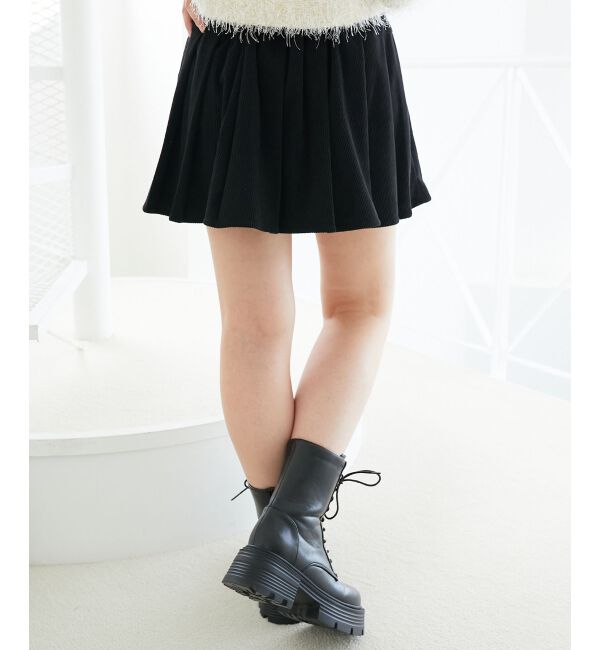  「ベルトセットプリーツミニスカパン」|スカート|