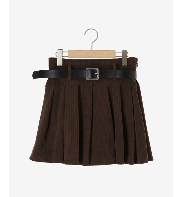  「ベルトセットプリーツミニスカパン」|スカート|