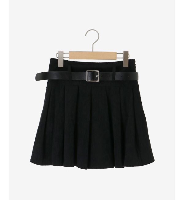  「ベルトセットプリーツミニスカパン」|スカート|